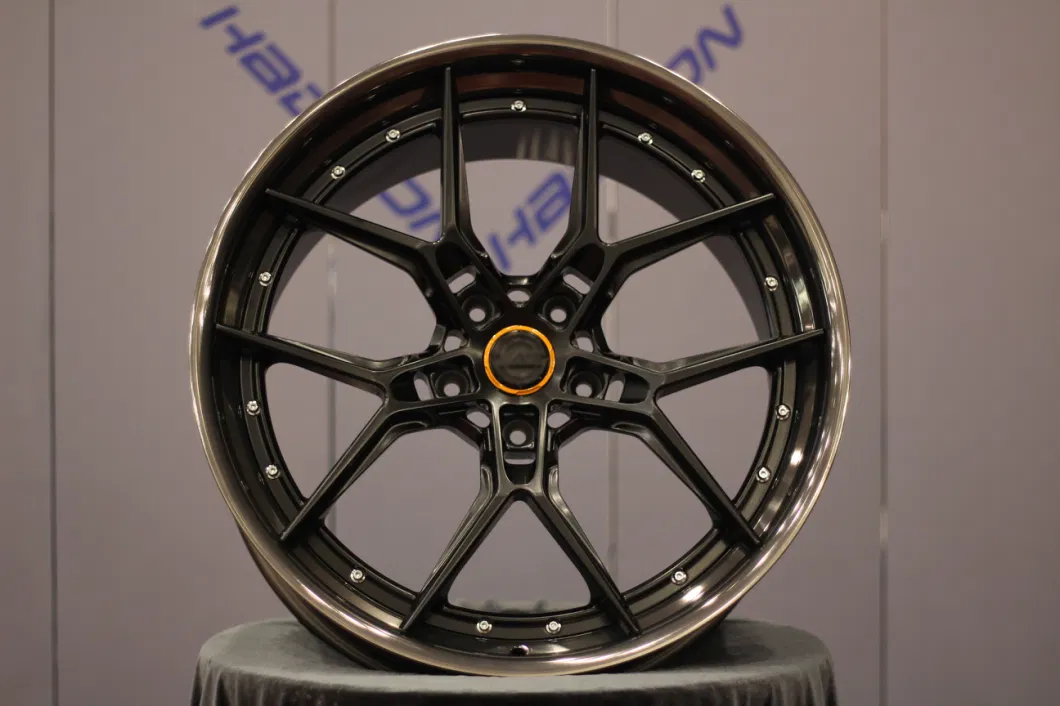 Hadison HD2p1039 Custom 2-Piece Polished Lip Brusshed Black Center 2PCS Forged Alloy Wheel Rim 18&quot;-24&quot;Inch Design for Al13